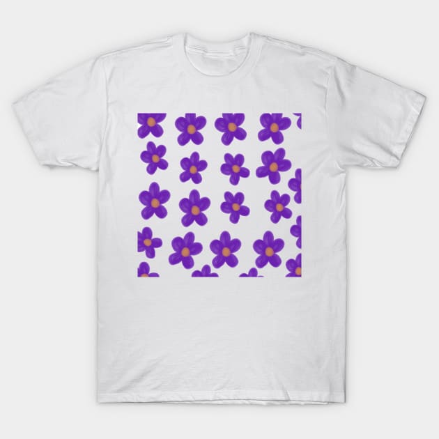 Purple Flowers Watercolor T-Shirt by Petalprints